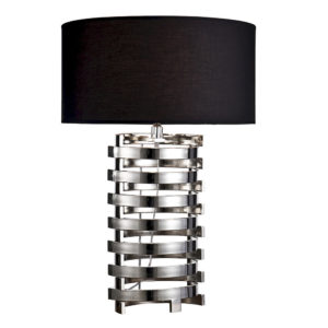Lampe à poser design noir et métal argenté