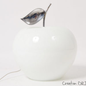 Lampe pomme verre blanche - Grand modèle
