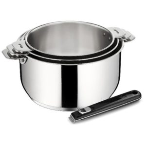 Lot de 3 casseroles en inox Salvaspazio
