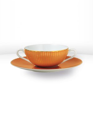 Ecuelle à bouillon motif n°1 orange Trésor Fleuri - RAYNAUD