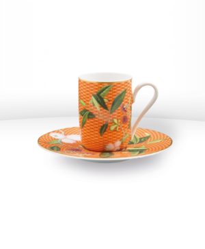 Tasse et soucoupe Expresso orange Trésor Fleuri - RAYNAUD