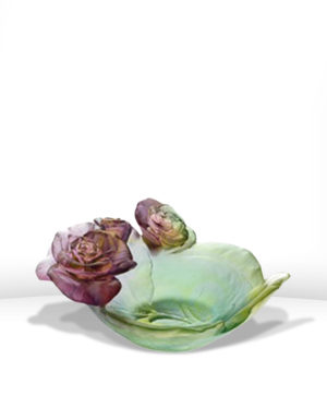 Coupelle verte & rose Rose Passion - DAUM