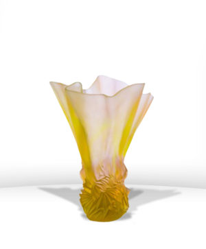 Vase Grand Modèle Drapé Rose-Vert Croisière - DAUM
