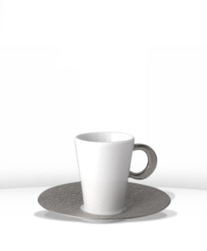 Tasse et soucoupe café 6cl Ecume Platine - BERNARDAUD