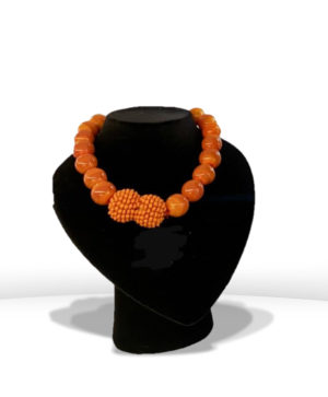 Collier en cristal de Murano orange avec fermoir orange