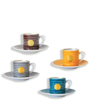 Coffret de 4 tasses et soucoupes à café assorties 8 cl ABORO - BERNARDAUD