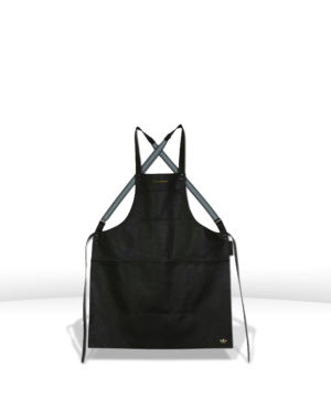 Tablier à bretelles suspender en cuir classic noir - DUTCHDELUXES